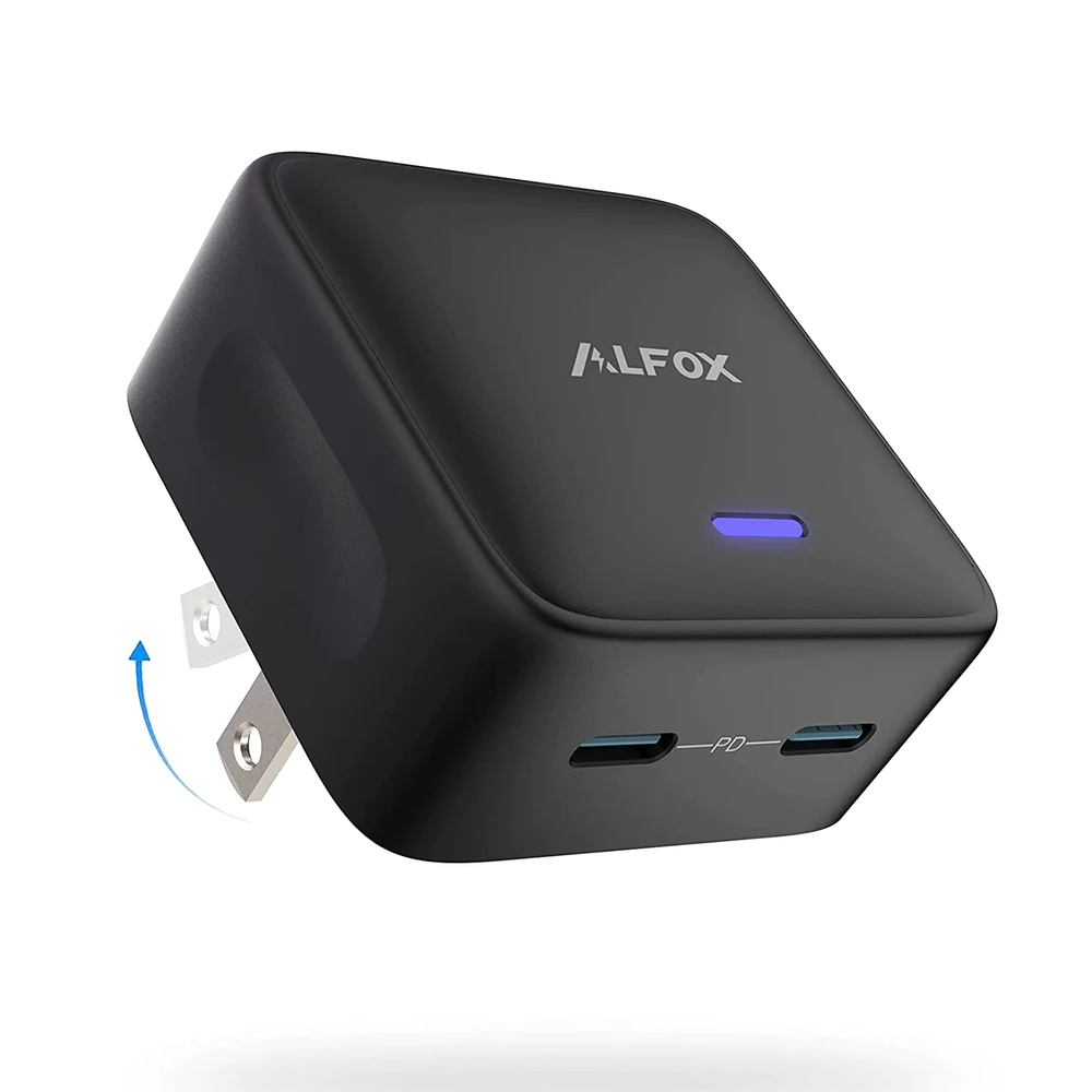 Alfox 35W Dual USB-C Port PD Charger PC007, Fast Charging Block for iP
