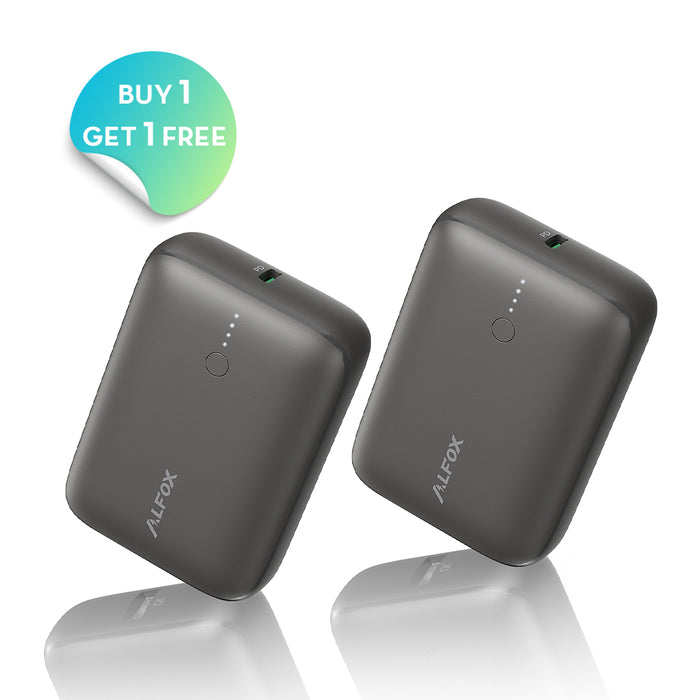 2-Pack Alfox 10,000mAh 20W PD3.0 + USB-C Mini Power Bank (2 colors)