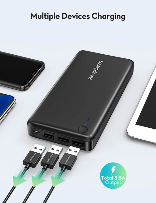 RAVPower Portable Charger 26800mAh Power Bank 3-Port Battery Pack